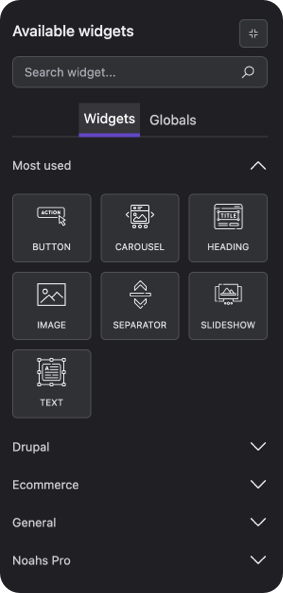 Noahs Creator left sidebar
